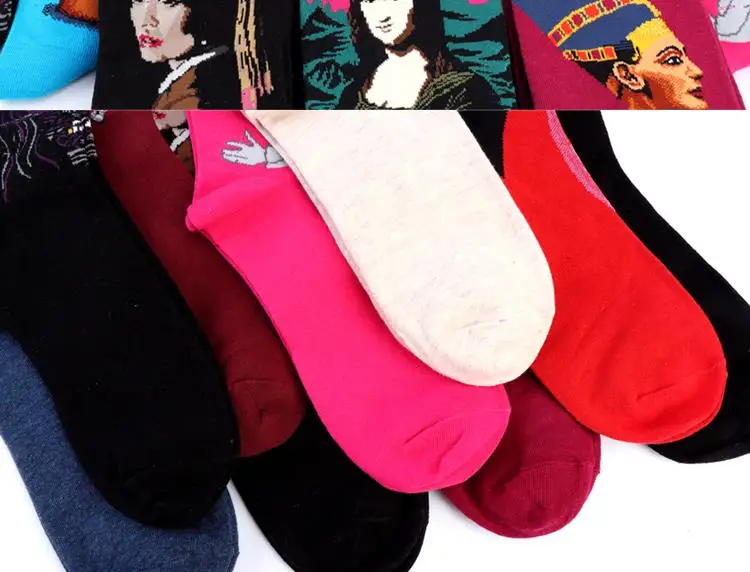 Hot Dropshipping Autumn winter Retro Women New Art Van Gogh Mural World Famous Oil Painting Series Men Socks Funny Socks 32
