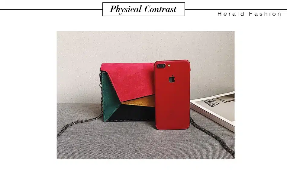 Herald Fashion Quality Leather Patchwork Women Messenger Bag Female Chain Strap Shoulder Bag Small Criss-Cross Ladies' Flap Bag 13