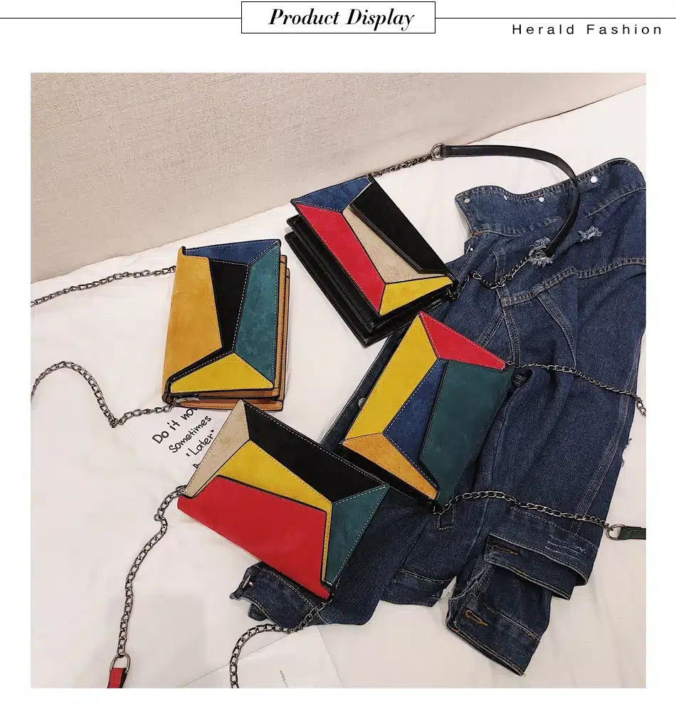 Herald Fashion Quality Leather Patchwork Women Messenger Bag Female Chain Strap Shoulder Bag Small Criss-Cross Ladies' Flap Bag 20