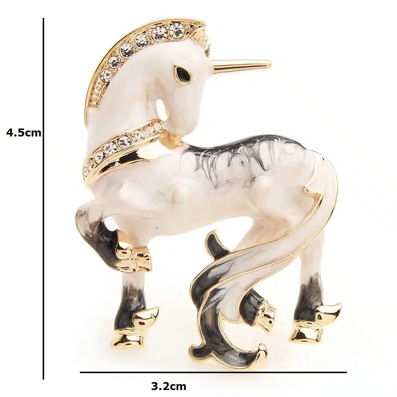 Wuli&baby White Miracle Lucky Horse Enamel Brooches For Women And Men Alloy Animal Rhinestone Banquet Party Brooch Gifts 10