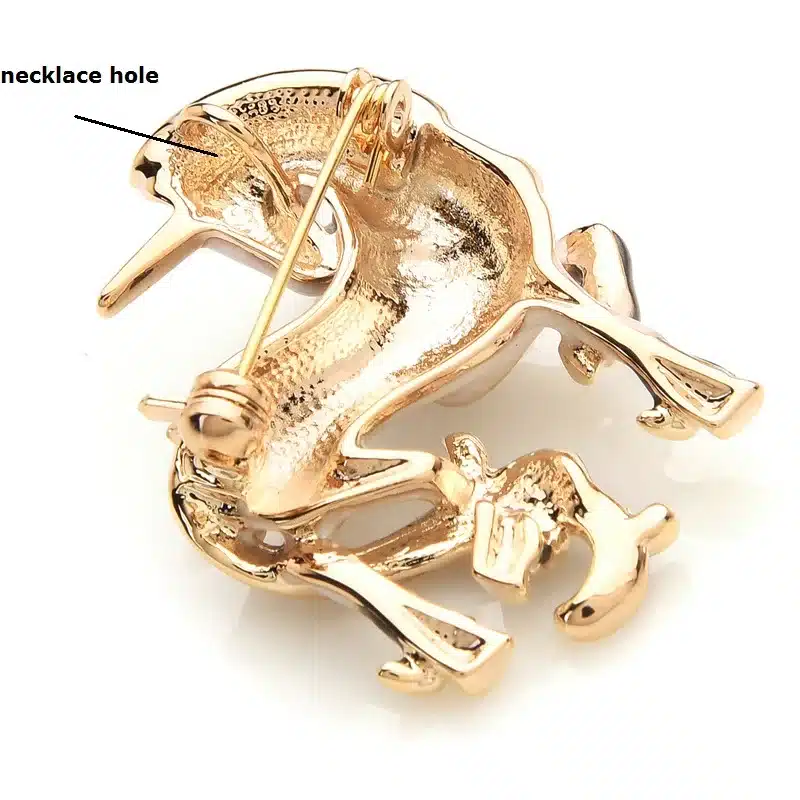 Wuli&baby White Miracle Lucky Horse Enamel Brooches For Women And Men Alloy Animal Rhinestone Banquet Party Brooch Gifts 13