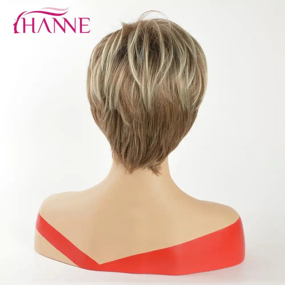 HANNE Mix Brown And Blonde 613 High Temperature Synthetic Hair Wigs Heat Resistant Natural Wave African American Short Wig 13