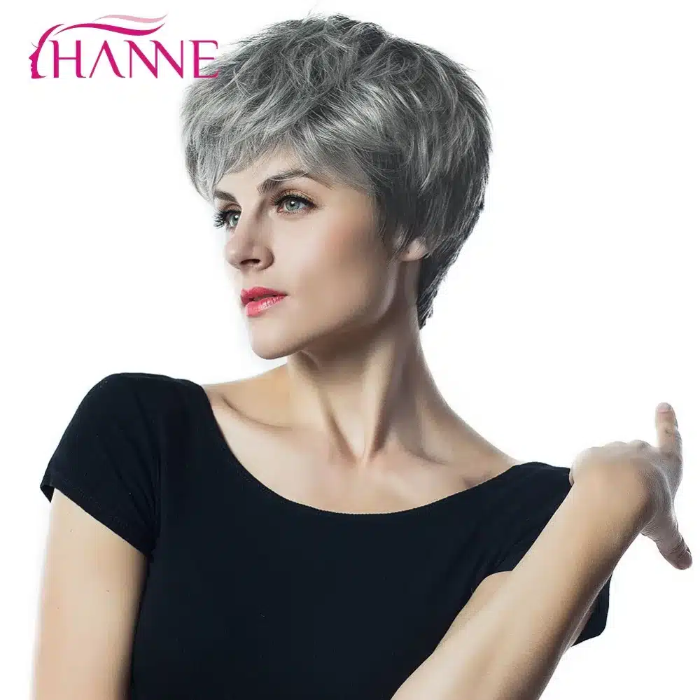 HANNE Mix Brown And Blonde 613 High Temperature Synthetic Hair Wigs Heat Resistant Natural Wave African American Short Wig 18