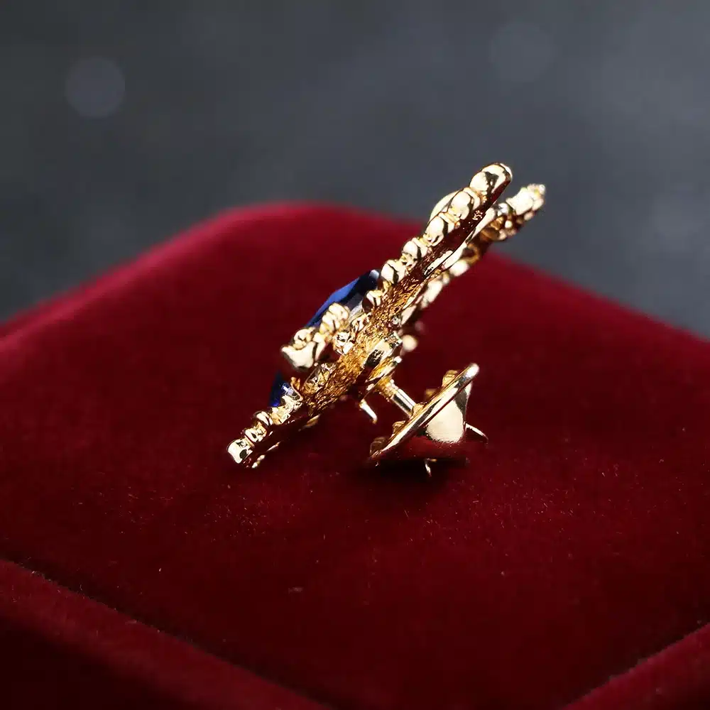 i-Remiel ancient ways small suit crown double-headed eagle wings brooch Fashion male corsage crystal chain tassel badge pin 14