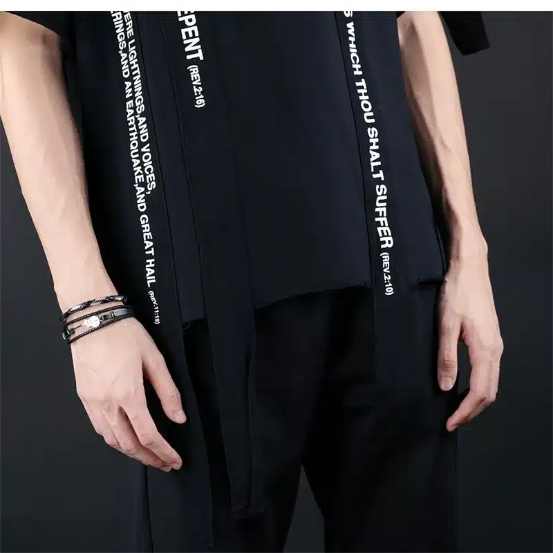 AZIZ BEKKAOUI Unique Stainless Steel Guitar Bracelets Customized Logo Leather Bracelet for Men Rope Bangle Drop shipping 18