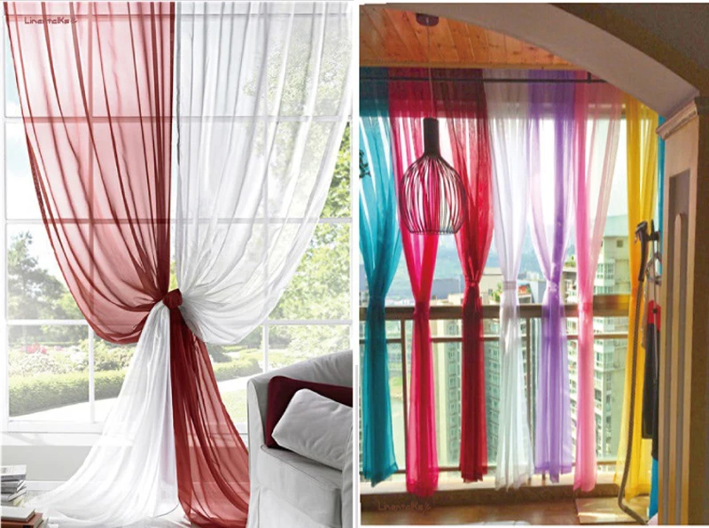 European and American style curtains for living room white Window Screening Solid Door Curtains Drape Panel Sheer Tulle W184#10 17