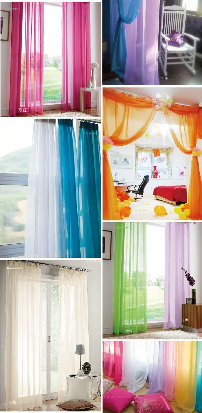 European and American style curtains for living room white Window Screening Solid Door Curtains Drape Panel Sheer Tulle W184#10 25