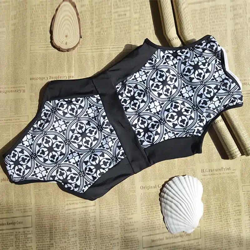 QIANG YI 2017 One Piece Swimwear Women Swimsuit Zipper Retro Print Push Up Bathing Suit Beach Bikini Vintage Biquini Female New 19