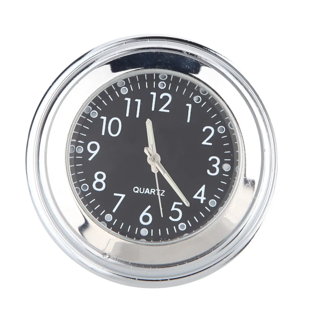 Universal 7/8" Waterproof Chrome Motorcycle Handlebar Mount Quartz Clock Watch Aluminum Luminous Clock Moto Black Accessories 11