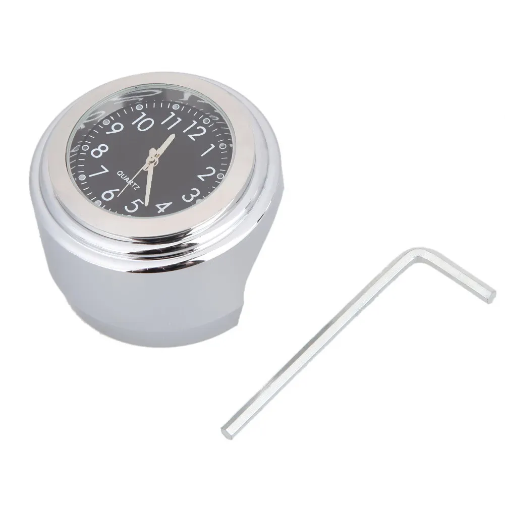 Universal 7/8" Waterproof Chrome Motorcycle Handlebar Mount Quartz Clock Watch Aluminum Luminous Clock Moto Black Accessories 15