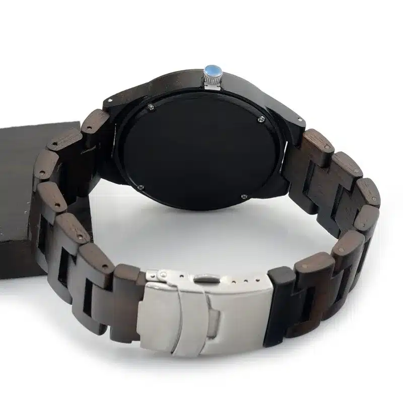 BOBO BIRD I26 Mens Unique Ebony Wooden Watches Deer Head Dial Casual Quartz Wrist Watches With Wood Links In Gift Watch Box 16