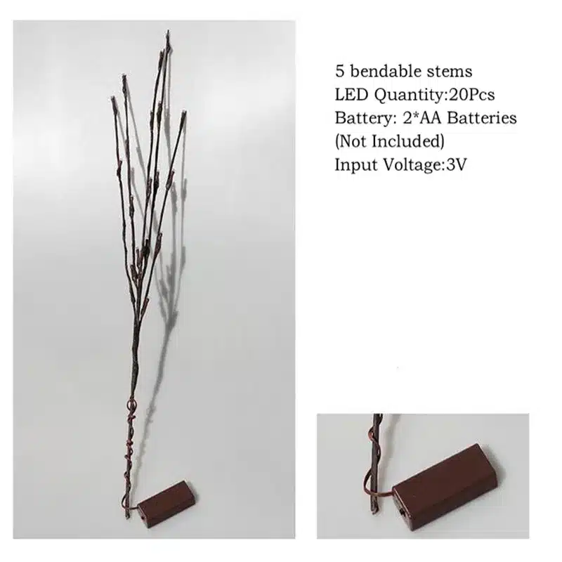Tanbaby LED Willow Branch Lamp lights 20 leds Branches String Light battery powered for home Party cafe shop Decor Lights 7