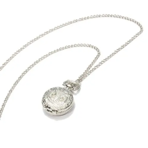 YCYS-Quartz Pendant Pocket Watch Chain Alloy Silver Arabic Numeral Owl 5