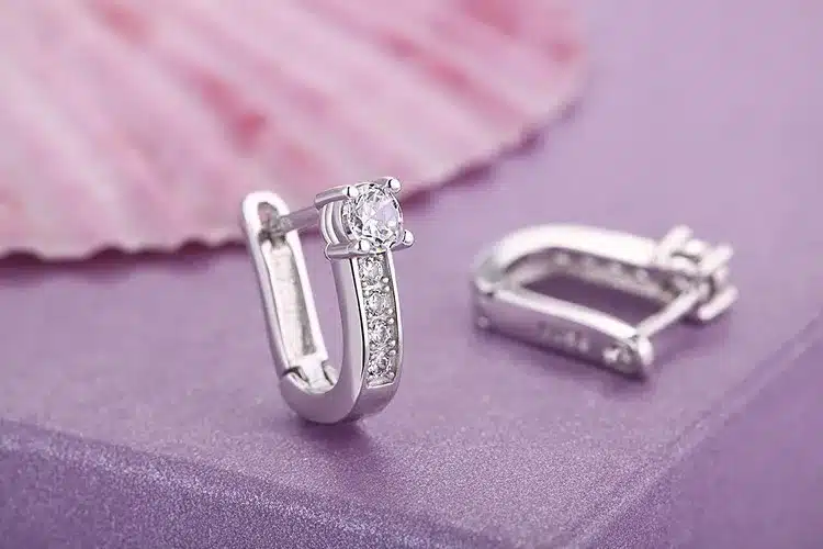 Fashion 925 sterling silver stud earrings jewelry luxury Rhinestone inlaid "U"design ear buckle earrings women jewelry 9