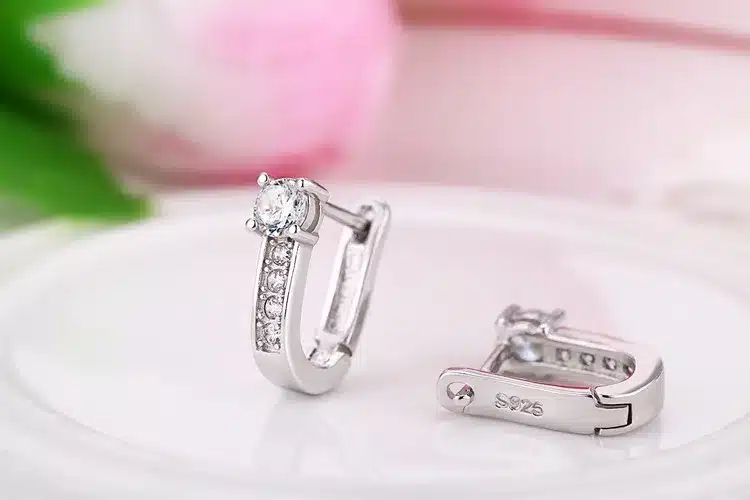 Fashion 925 sterling silver stud earrings jewelry luxury Rhinestone inlaid "U"design ear buckle earrings women jewelry 11