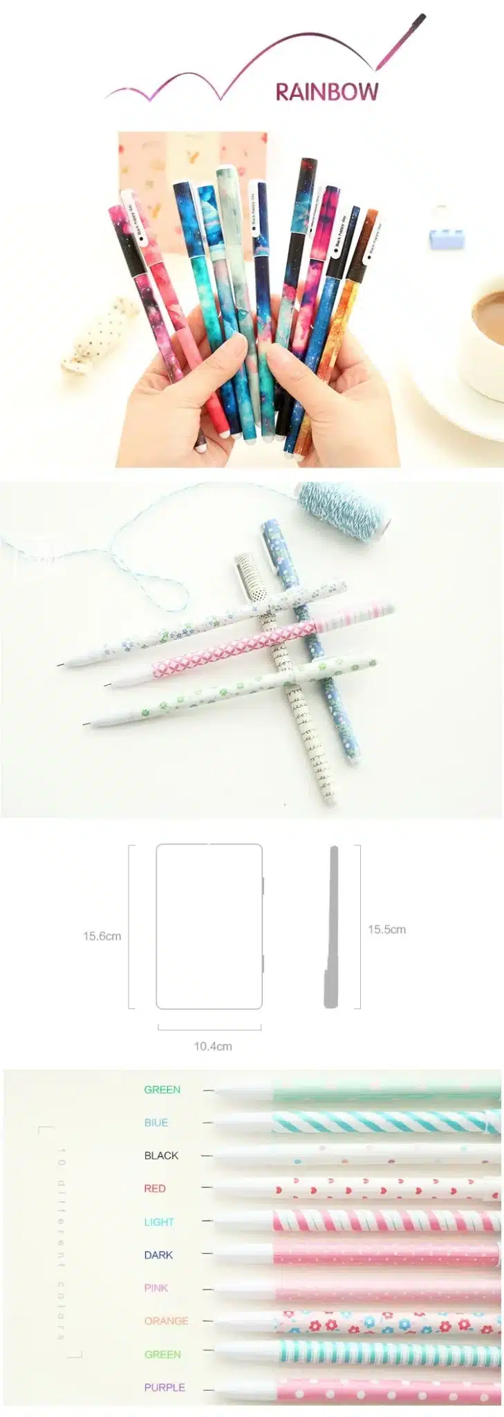 10 pcs/pack Color gel pen Cartoon animal Starry star Sweet floral pens 0.38mm ballpoint Stationery Office school supplies F308 13