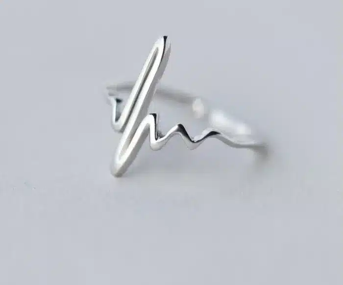 Shuangshuo Vintage Heart Beat Rings for Women Adjustable Electrocardiogram Ring Simple ECG Party Fashion Jewelry bagues femme 29