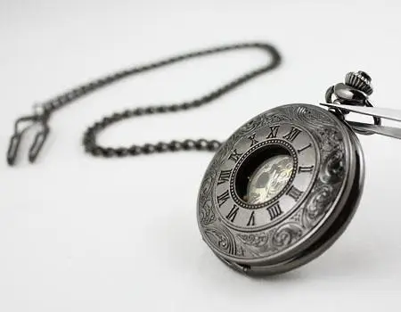 New Lace Dress Pocket Watch Gun color Mechanical Mens 26