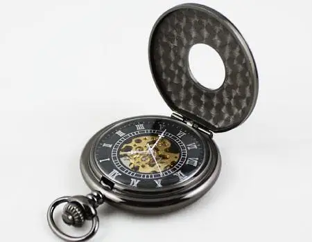 New Lace Dress Pocket Watch Gun color Mechanical Mens 27