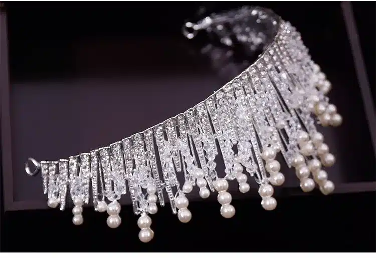New Vintage Multilayers Luxury Silver Gold Crystal Pearl Tiara Crown Wedding Hair Accessories Bridal Party Jewelry Big Headbands 9