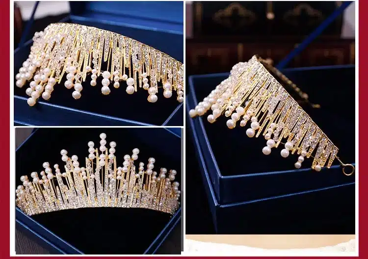 New Vintage Multilayers Luxury Silver Gold Crystal Pearl Tiara Crown Wedding Hair Accessories Bridal Party Jewelry Big Headbands 10