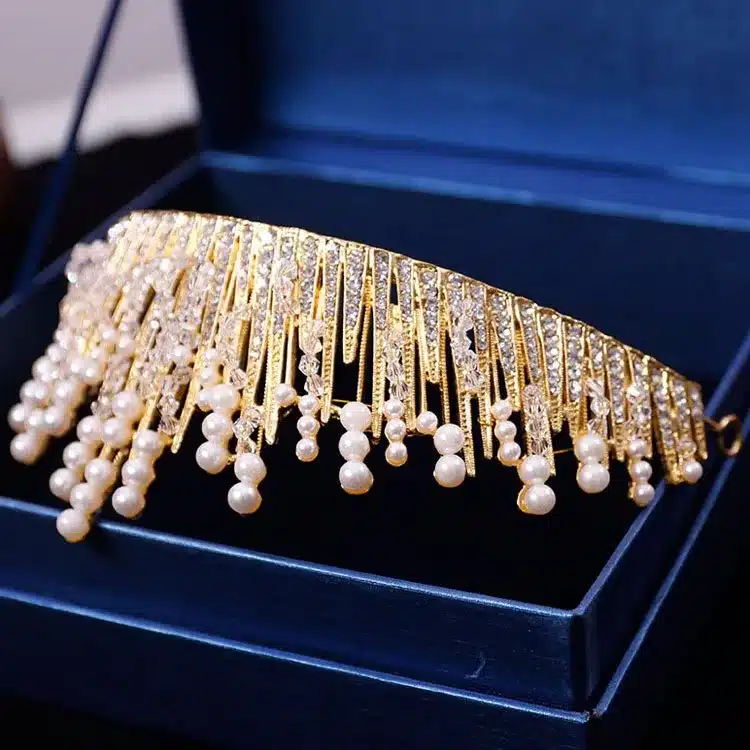 New Vintage Multilayers Luxury Silver Gold Crystal Pearl Tiara Crown Wedding Hair Accessories Bridal Party Jewelry Big Headbands 11