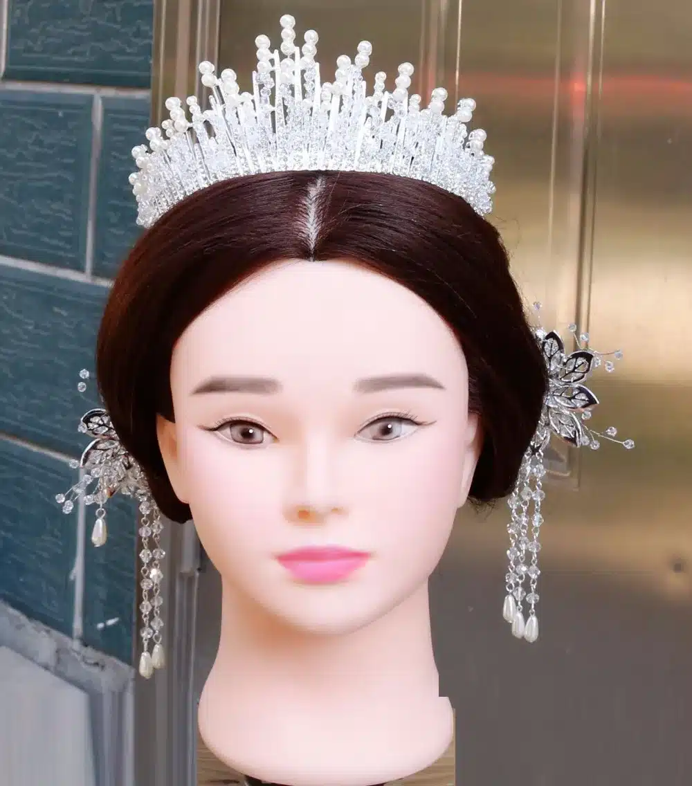 New Vintage Multilayers Luxury Silver Gold Crystal Pearl Tiara Crown Wedding Hair Accessories Bridal Party Jewelry Big Headbands 12