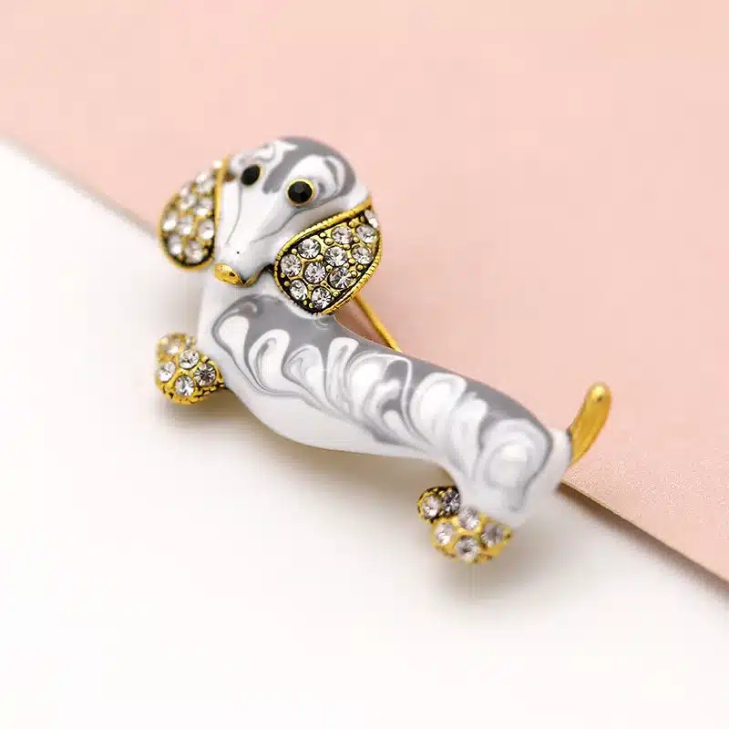 ALLYES Cute Dachshund Dog Brooches For Women Fashion Metal Crystal Enamel Animal Brooch Jewelry 20