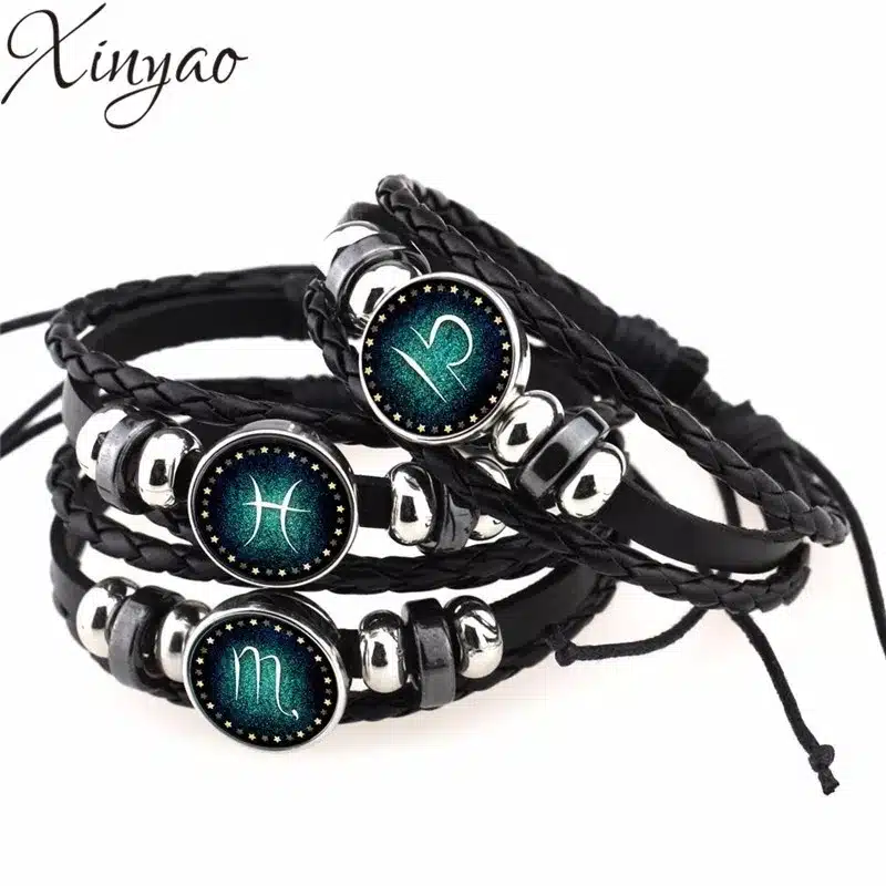 2016 Virgo/Sagittarius/Aquarius/Scorpio/Libra/Capricorn 12 Constellation Bracelet Men Women Braided Leather Bracelets & Bangles 10