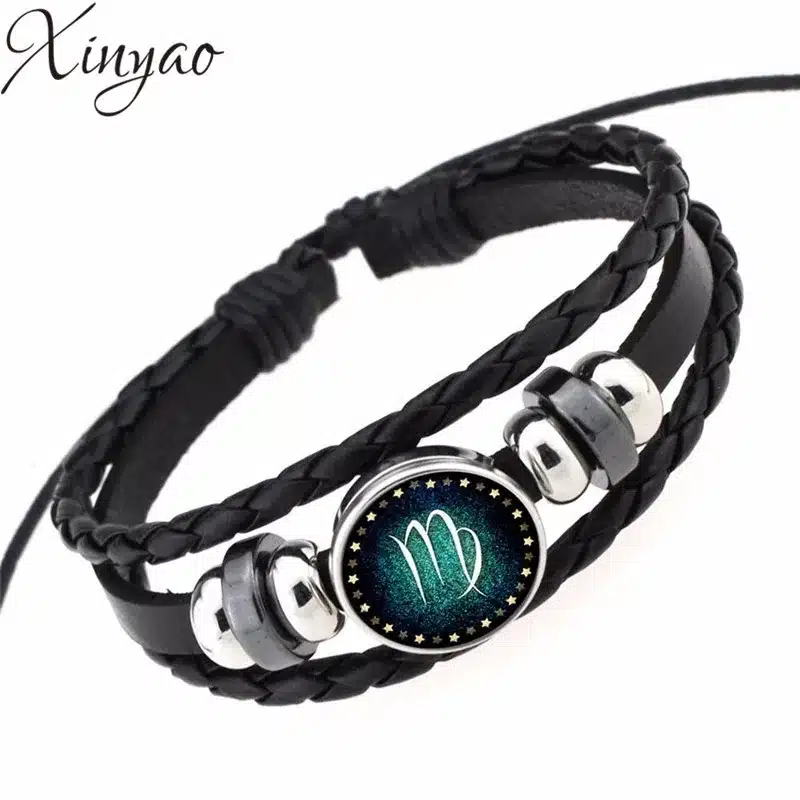 2016 Virgo/Sagittarius/Aquarius/Scorpio/Libra/Capricorn 12 Constellation Bracelet Men Women Braided Leather Bracelets & Bangles 12