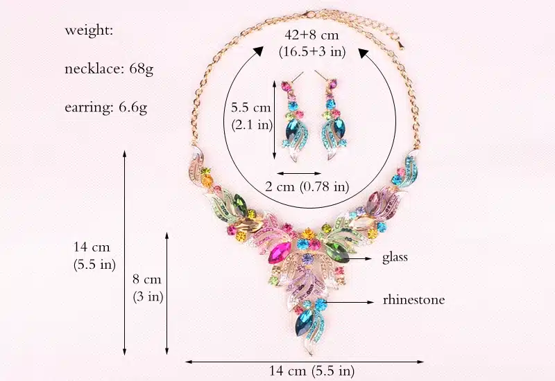 New Fashion Indian Rhinestone Bridal Jewelry Set Wedding Prom Party Accessories Gold Color Necklace Earring Set For Brides Women 11