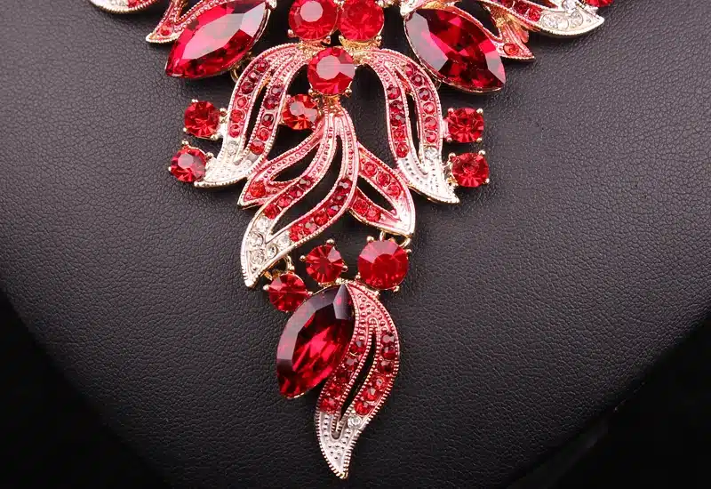 New Fashion Indian Rhinestone Bridal Jewelry Set Wedding Prom Party Accessories Gold Color Necklace Earring Set For Brides Women 15