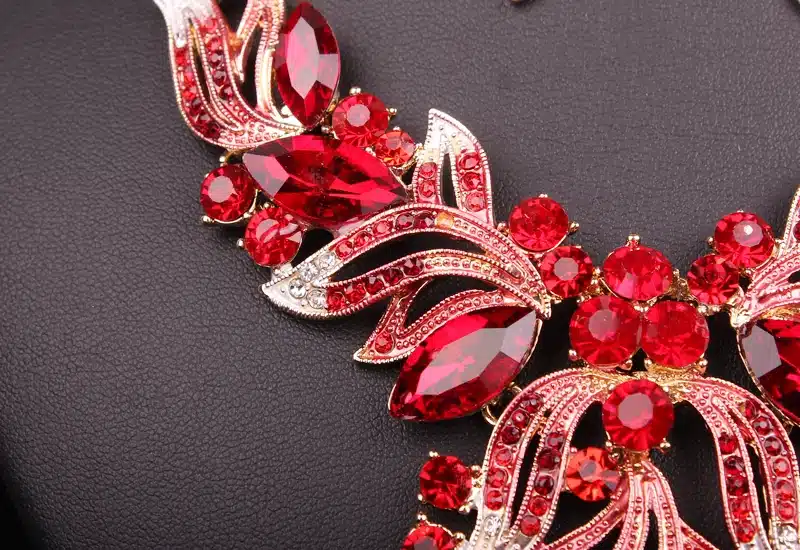 New Fashion Indian Rhinestone Bridal Jewelry Set Wedding Prom Party Accessories Gold Color Necklace Earring Set For Brides Women 16