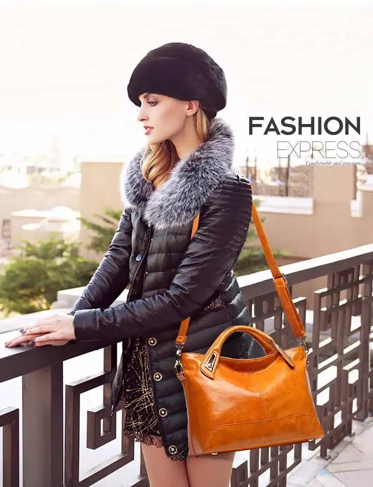 Women Oil Wax Leather Designer Handbags High Quality Shoulder Bags Ladies Handbags Fashion brand PU leather women bags WLHB1398 7