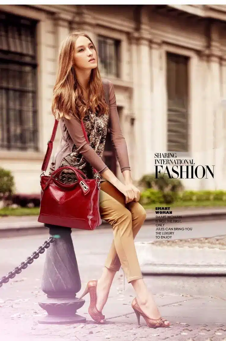 Women Oil Wax Leather Designer Handbags High Quality Shoulder Bags Ladies Handbags Fashion brand PU leather women bags WLHB1398 8