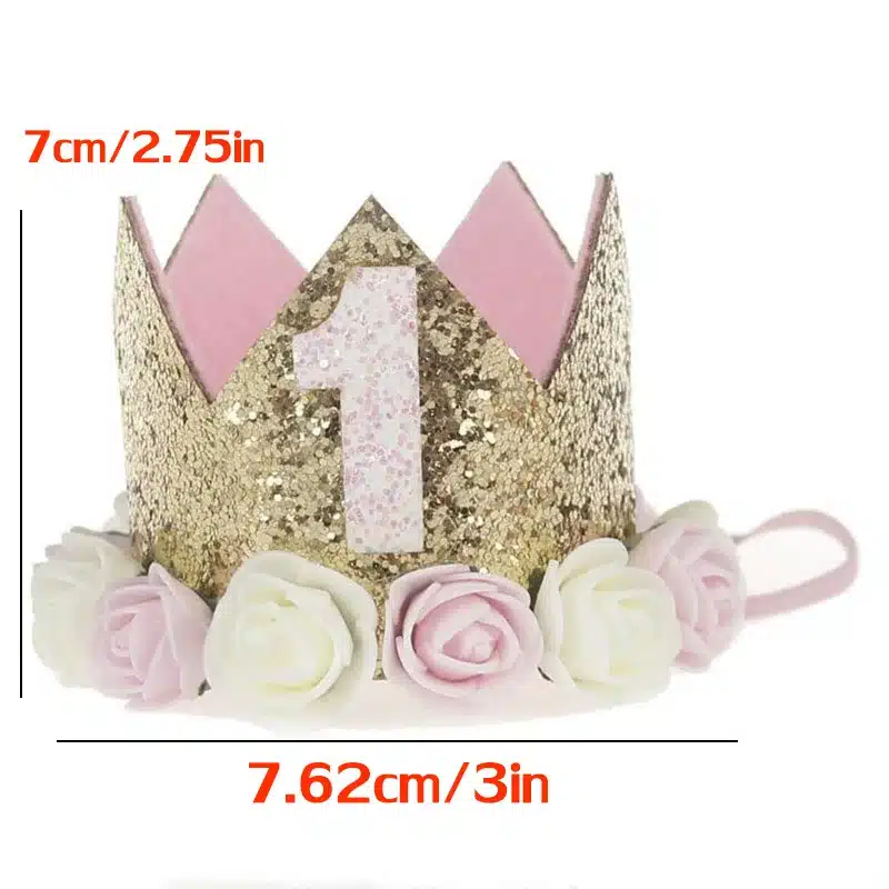 2017 Flower Crown Newborn Headband Gold Birthday Crown Flower Tiara Headband for Kids Party Headwear Hair Bands Accessories Gift 12