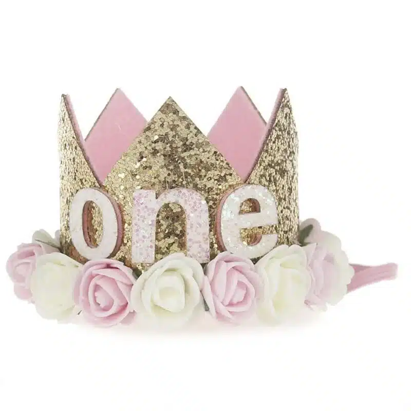 2017 Flower Crown Newborn Headband Gold Birthday Crown Flower Tiara Headband for Kids Party Headwear Hair Bands Accessories Gift 13