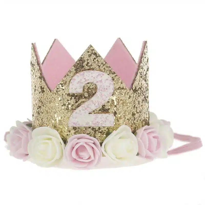 2017 Flower Crown Newborn Headband Gold Birthday Crown Flower Tiara Headband for Kids Party Headwear Hair Bands Accessories Gift 15