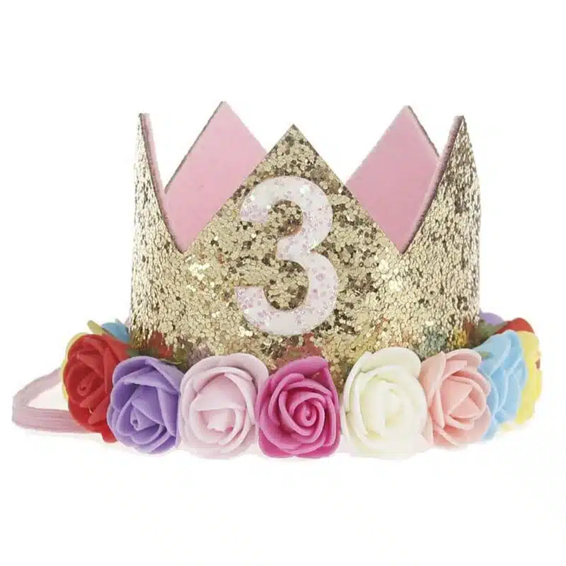 2017 Flower Crown Newborn Headband Gold Birthday Crown Flower Tiara Headband for Kids Party Headwear Hair Bands Accessories Gift 20