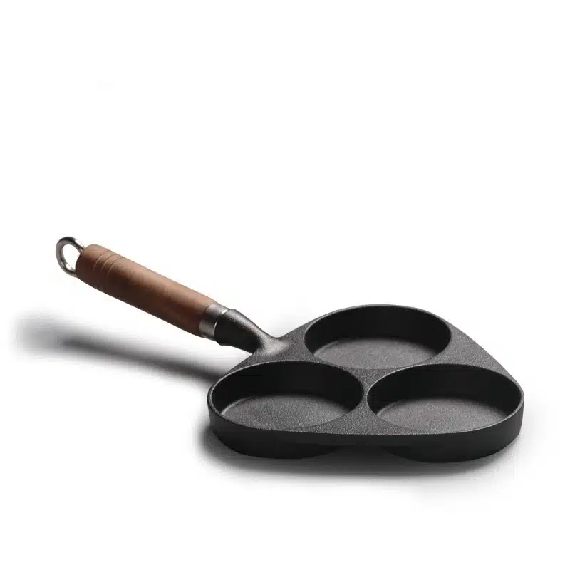 WHISM Multifunction Breakfast Fryer Skillet Non-stick Coating Omelette Pans Mini Three Hole Egg Pan Cast Iron Kitchen Frying Pan 14