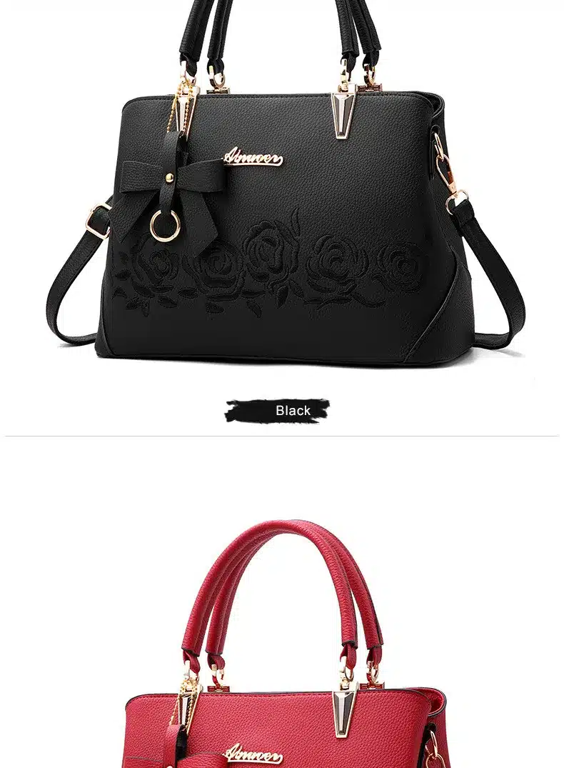 Women Bag Vintage Handbag Casual Tote Fashion Women Messenger Bags Shoulder Top-Handle Purse Wallet Leather 2018 New Black Blue 16