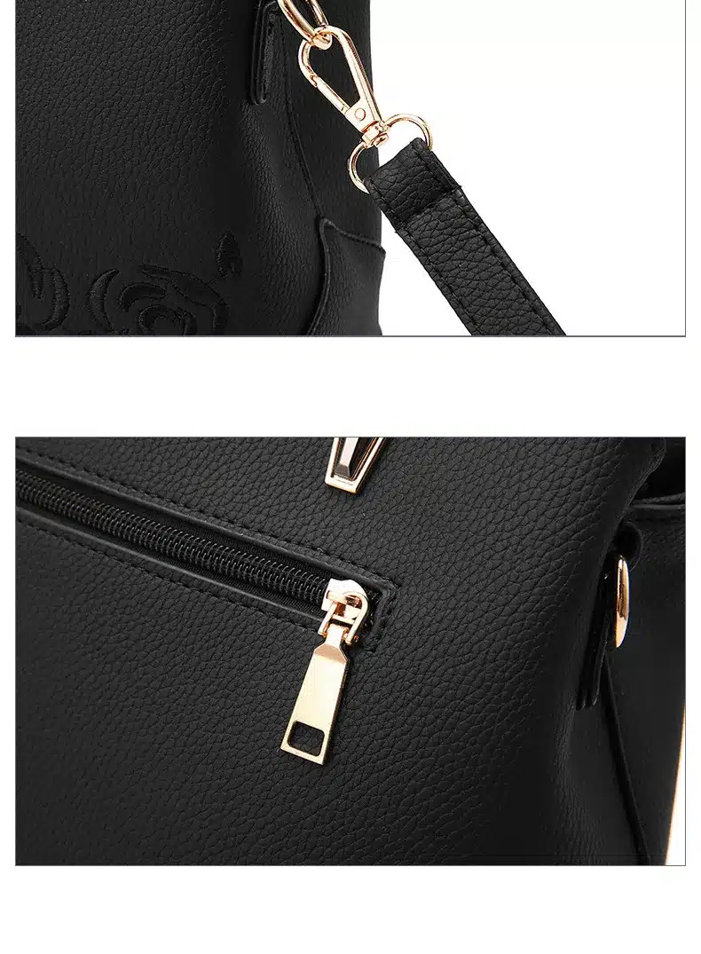 Women Bag Vintage Handbag Casual Tote Fashion Women Messenger Bags Shoulder Top-Handle Purse Wallet Leather 2018 New Black Blue 25