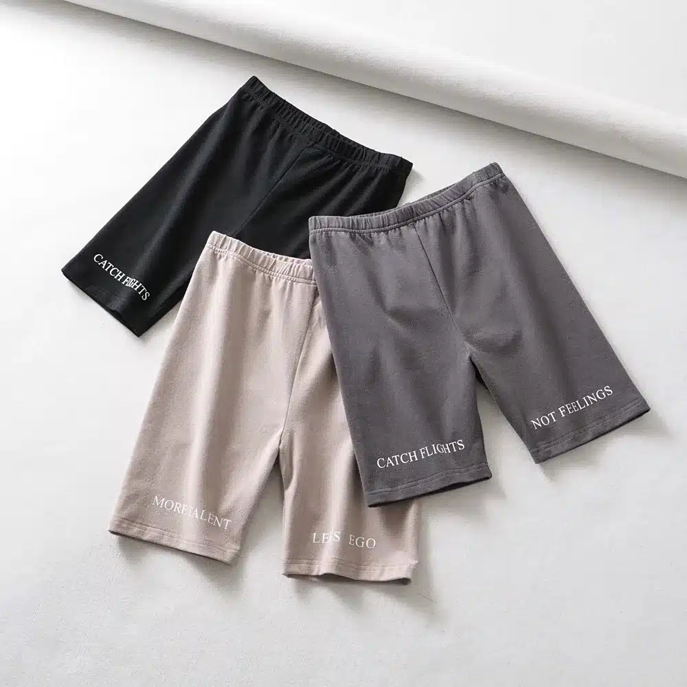 Summer biker shorts 2019 High waist shorts women elastic waist skinny fitness korean casual sexy short Letter print black shorts 17