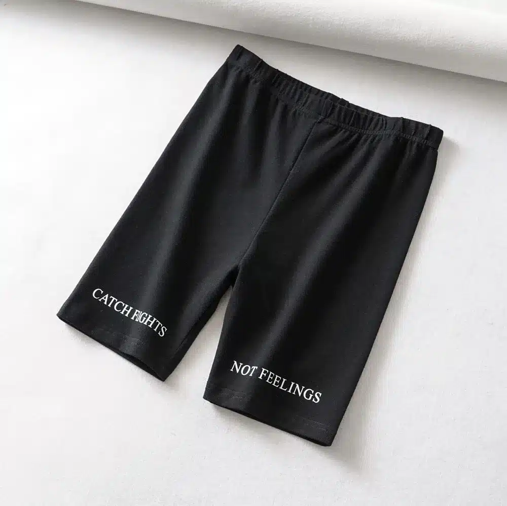 Summer biker shorts 2019 High waist shorts women elastic waist skinny fitness korean casual sexy short Letter print black shorts 19