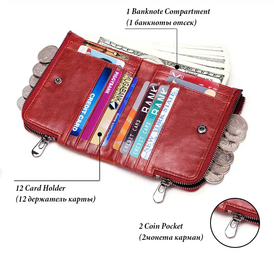 GZCZ 2019 Fashion Women Wallet Genuine Leather Zipper Design Female Short Rfid Purse With ID Card Holder Coin Pockets Mini Walet 21