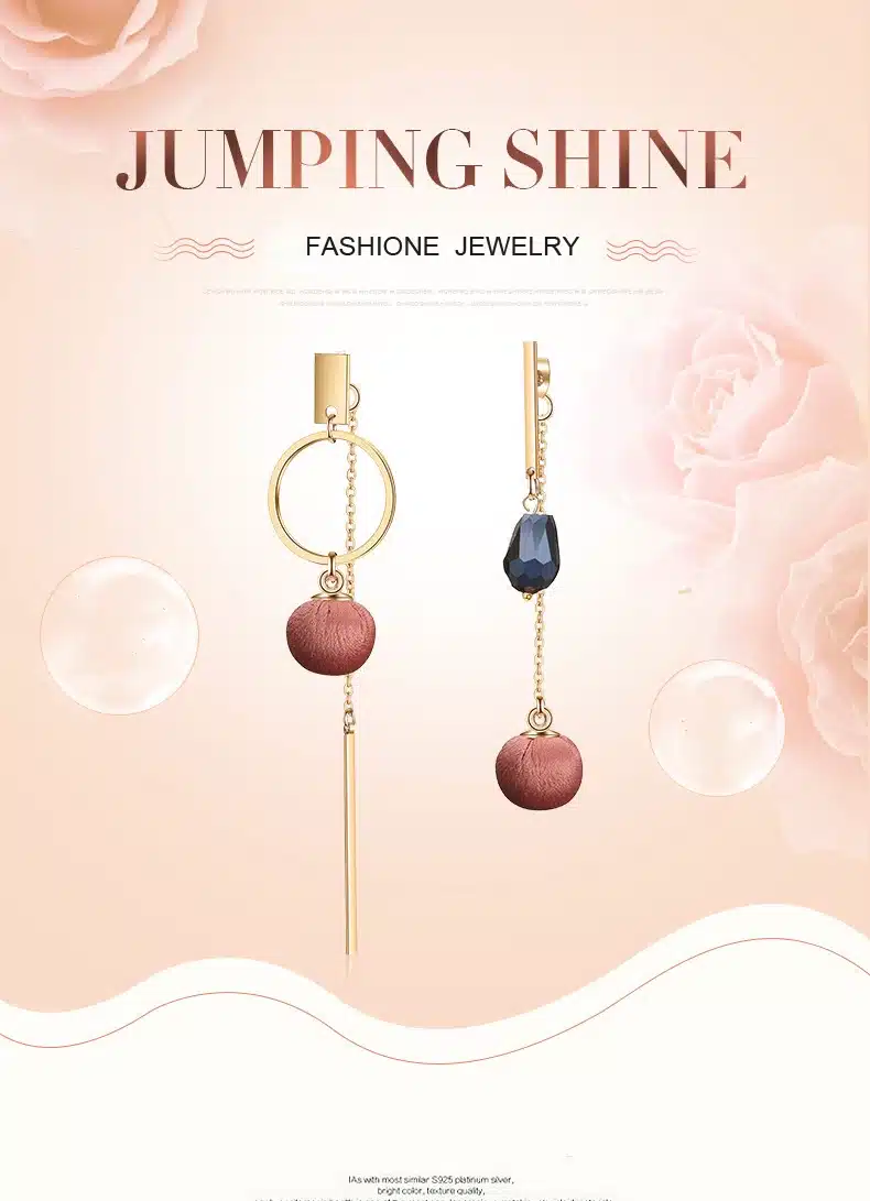 RUOYE Purple Brown Red Creative Fashion Tassels Cloth Ball Drop Earring Big Crystal Circle Design Earring For Women Jewelry 7