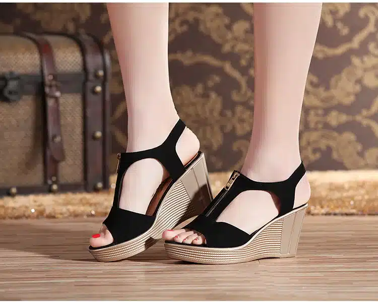 2019 summer women sandals platform wedge sandals women zipper solid summer shoes gladiator sandals big size 32 - 43 13