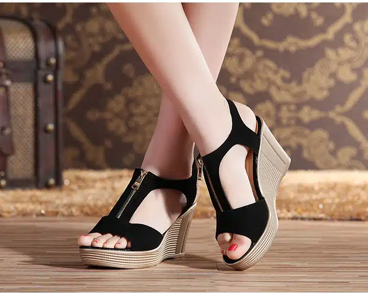 2019 summer women sandals platform wedge sandals women zipper solid summer shoes gladiator sandals big size 32 - 43 15