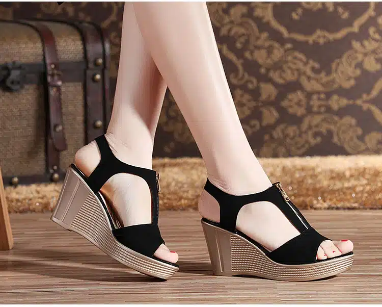 2019 summer women sandals platform wedge sandals women zipper solid summer shoes gladiator sandals big size 32 - 43 16