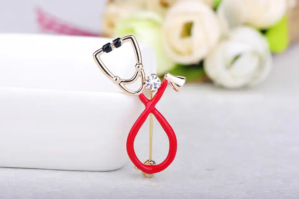 Blucome Black Stethoscope Shape Brooch Shiny Crystal Enamel Pins Accessories For Doctor Nurse Gifts Clothes Lapel Pin Jewelry 13